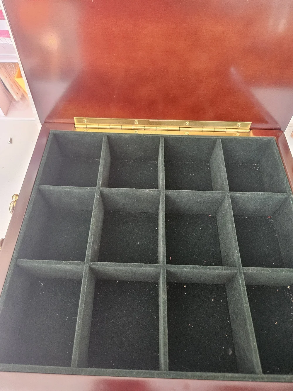 Vintage Bombay Co. Mahogany Tea Caddy Box 12 Felt Slots Watch Organizer 1995